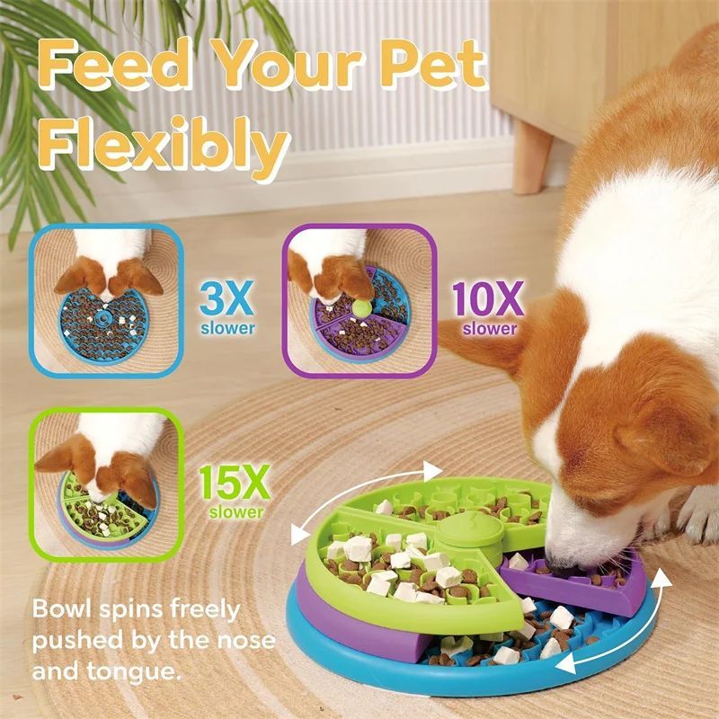 Pet Slow Food Bowl 3-Layers Puzzle Puppy
