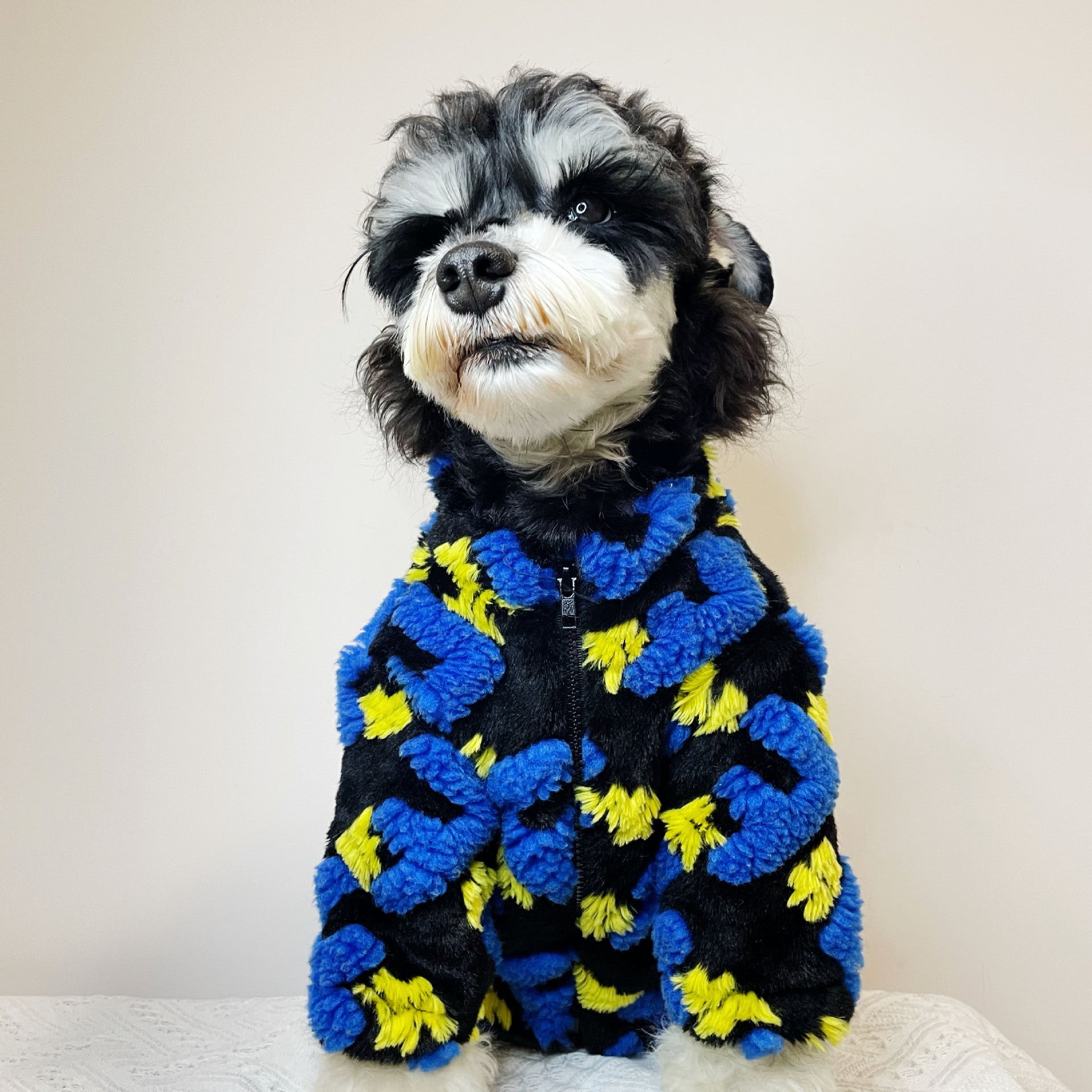 Pet Autumn And Winter Alphabet Lamb Jacquard Fleece Jacket