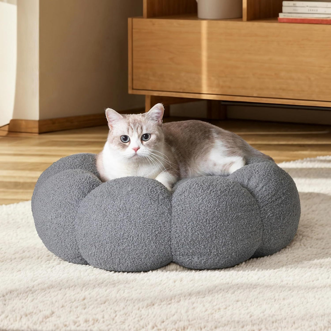 Fluffy Flower Cat Bed
